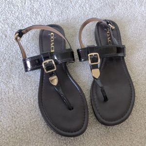 💸⬇️ Coach dark brown with gold hardware sandals